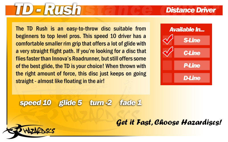 NEW C LINE TD RUSH DRIVER 175g Discmania Disc Golf  